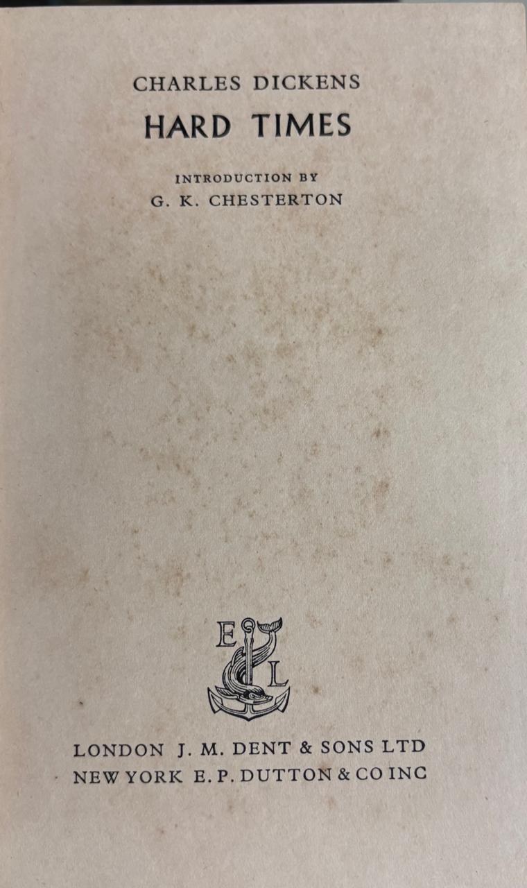 CHARLES DICKENS HARD TIMES INTRODUCTION BY G. K. CHESTERTON