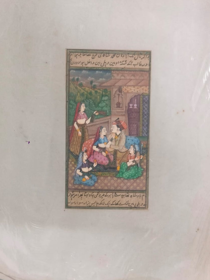 Indian Miniature Old Painting Of Emperor And Empress in Love Scene Art On Paper,  | Rare Arts & Painting