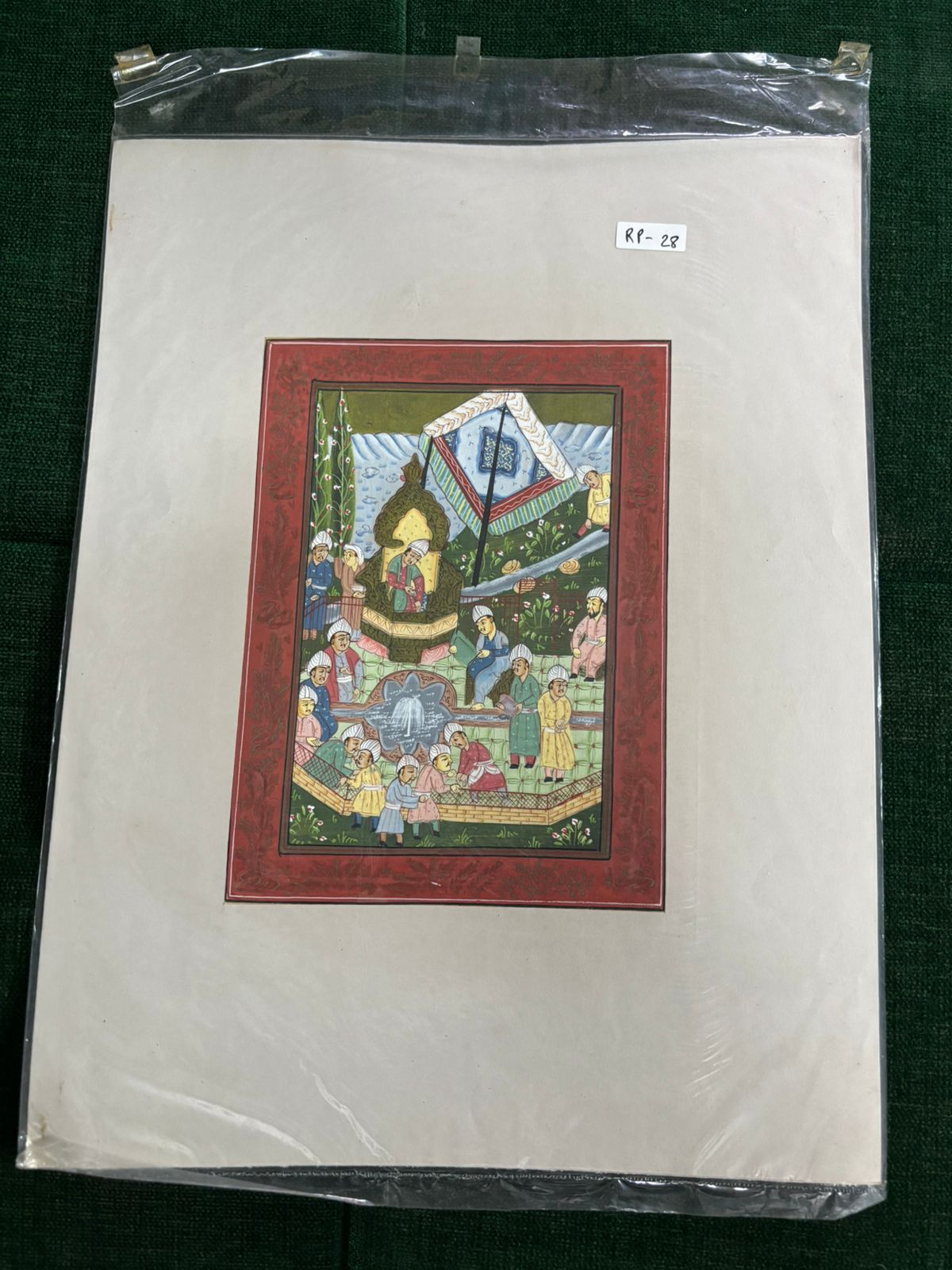 Mughal Garden Court Scene Miniature Painting – Royal Gathering Artwork ( R P . 28 )