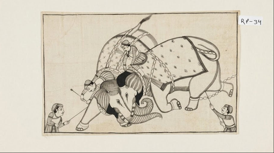 Traditional Indian Elephant Rider Line Art ( R P . 34 )