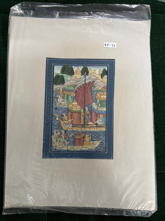 Traditional Indian Miniature Boat Scene Artwork ( R P . 32 )