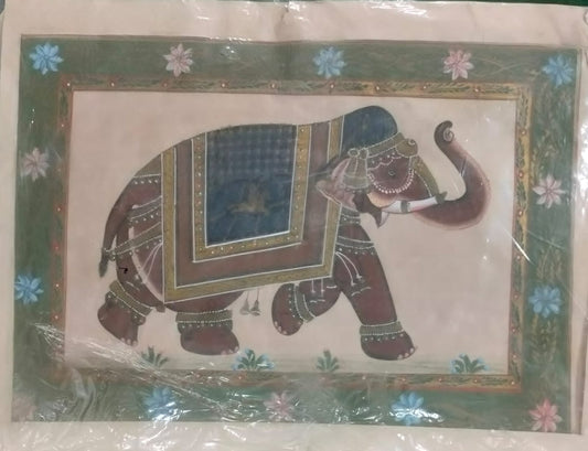 Indian Miniature Painting Of Elephant Handmade Fine Art On Old Paper | Rare Arts & Painting