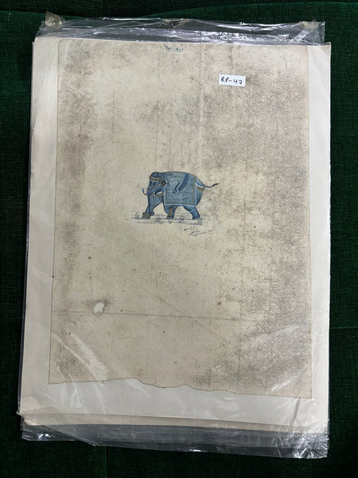 Minimalist Elephant Study – Traditional Miniature Style Artwork ( R P . 47 )