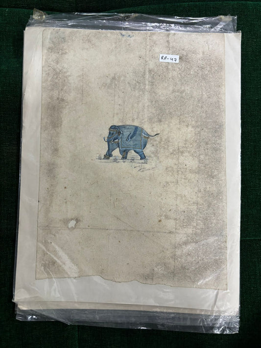 Minimalist Elephant Study – Traditional Miniature Style Artwork ( R P . 47 )