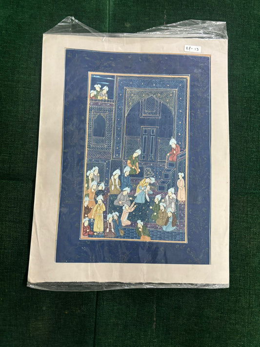 Vintage Mughal Court Scene Miniature Painting ( R P . 13 )