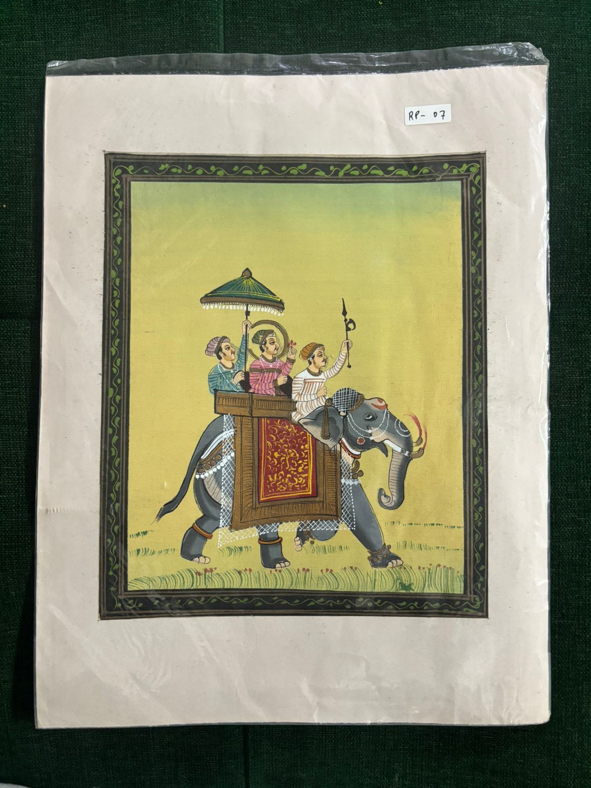 Royal Elephant Procession Miniature Painting  | Mughal Style Indian Art ( R P . 07 )