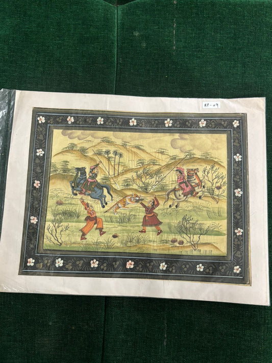 Vintage Indian Miniature Painting – Royal Hunting Scene ( R P . 09 )