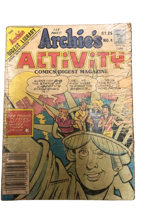 Archie's Activity Comics Digest Magazine #4, published by Archie Publications in August 1986(Rare)