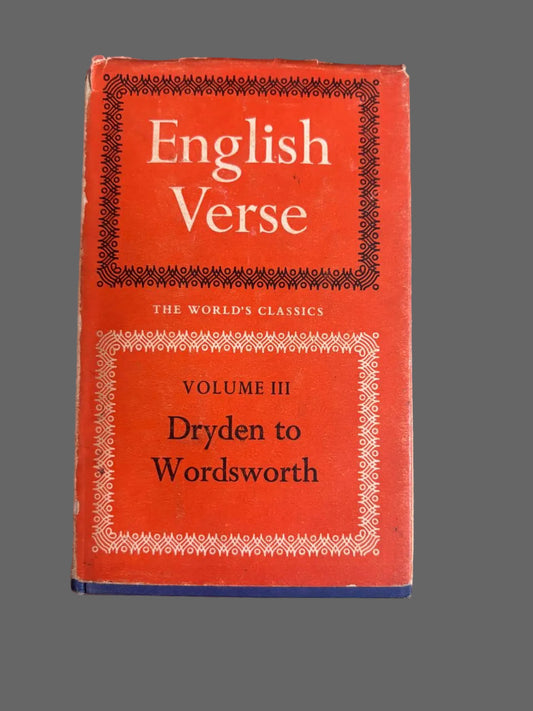 English Verse The WORLD'S CLASSICS VOLUME III By Dryden to Wordsworth  buy used books online