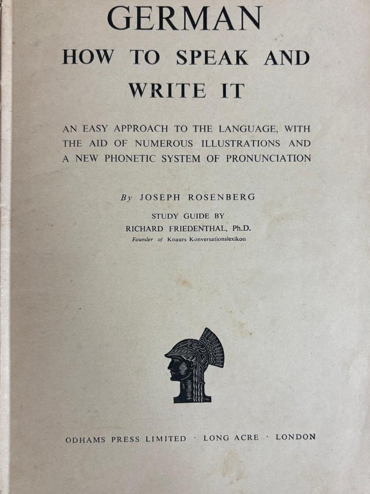 GERMAN HOW TO SPEAK AND WRITE IT By JOSEPH ROSENBERG  second hand books online