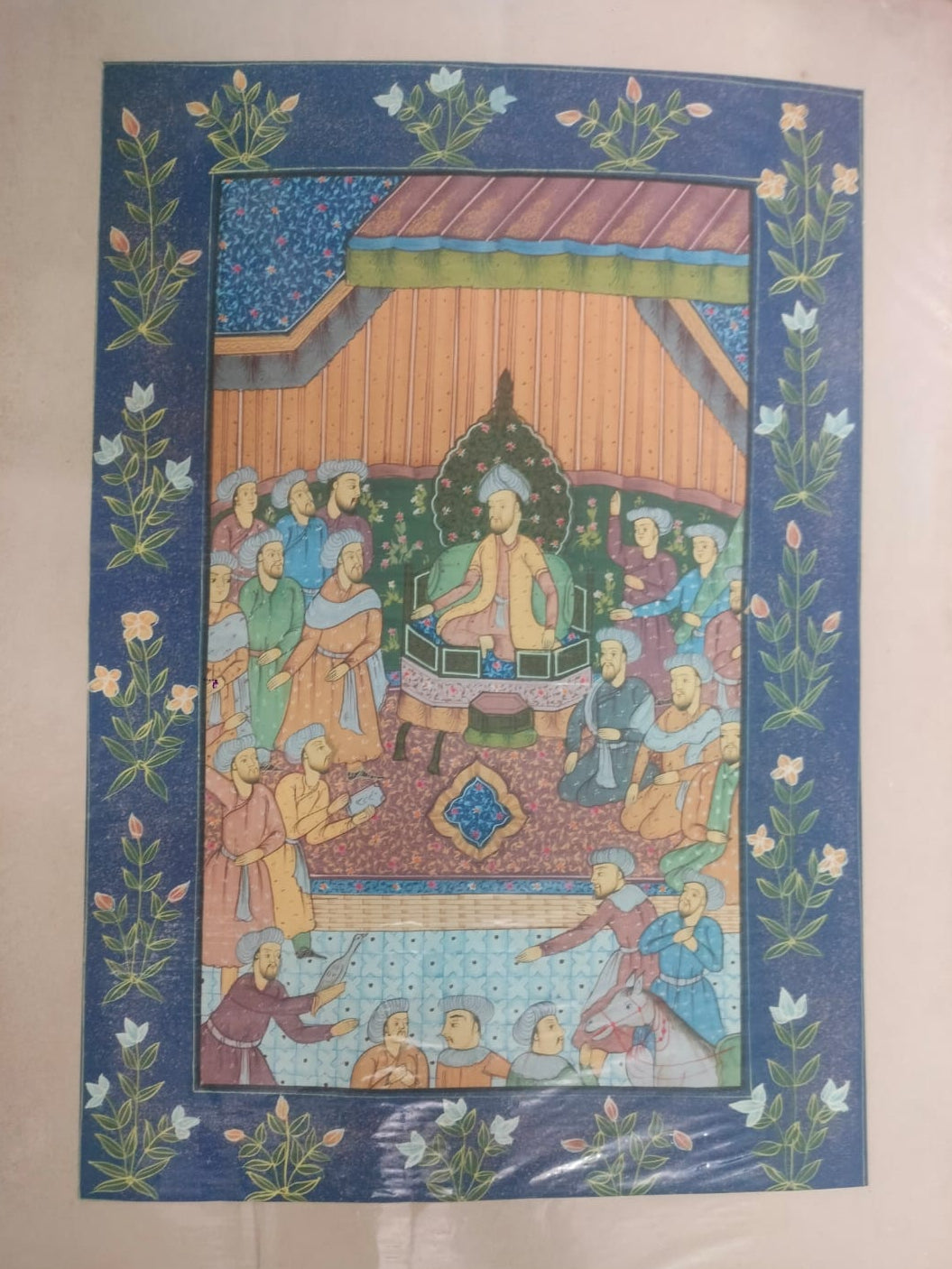 Handmade Mughal Persian Finest Court Scene Intricate Indian Miniature Painting ,Mogul Dynasty Delicate Original Art Work  | Rare Arts & Painting