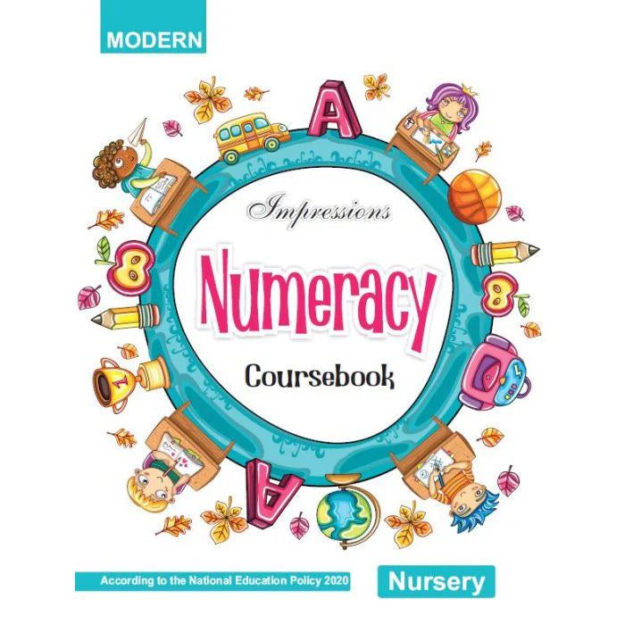 Impressions Numeracy Coursebook" for nursery students, published by MBD Books