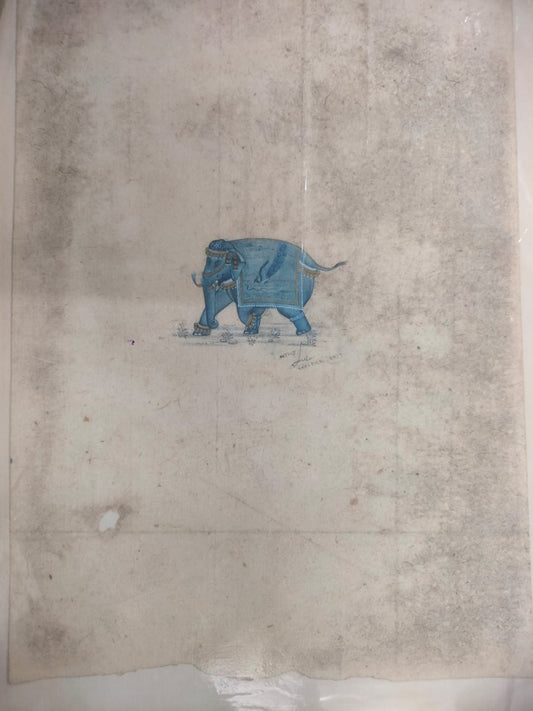 Indian Miniature Painting Of Elephant Handmade Decorated Elephant Fine Art On Silk Cloth