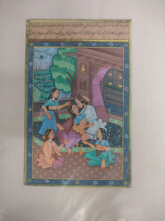 Indian Miniature Painting Of Mughal Emperor And Empress On Paper  | Rare Arts & Painting