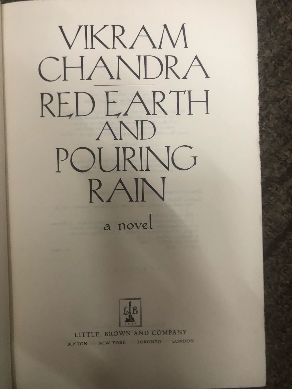 Red Earth and Pouring Rain Book by Vikram Chandra