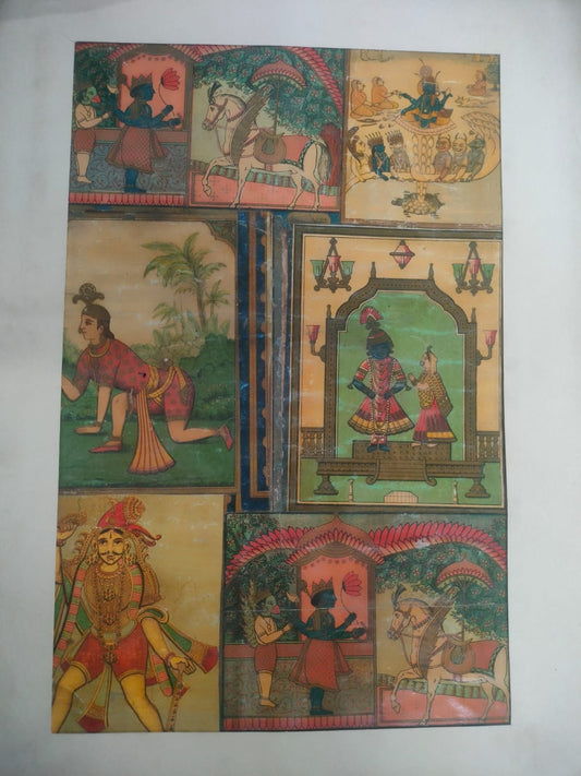 Vintage PRINT of  whole murthi of rameshwaram colorful litho print, hindu lord ram, south indian cotton hand work art, hindu religious  | Rare Arts & Painting