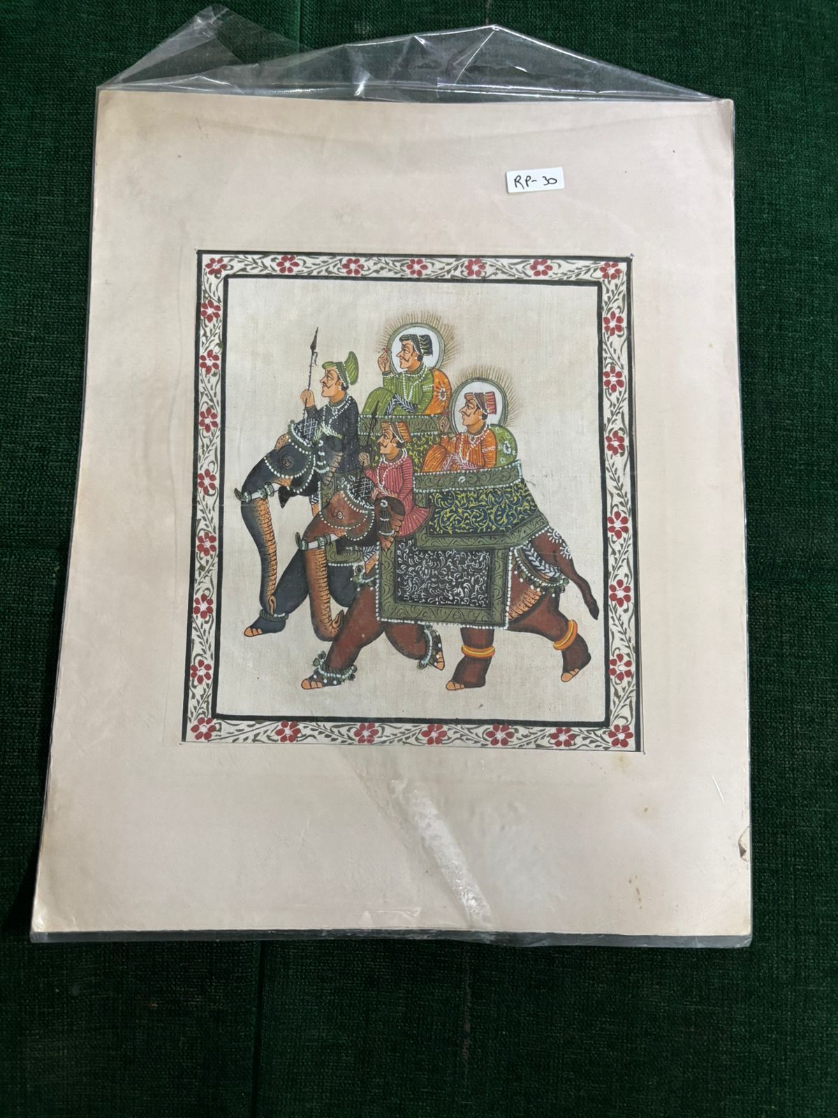 Royal Elephant Procession Miniature Painting – Traditional Indian Mughal Style Art ( R P . 30 )