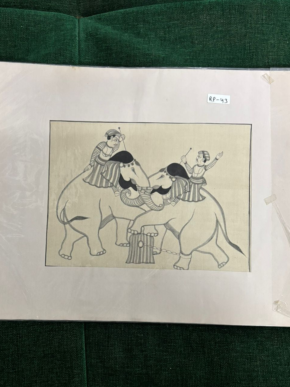 Traditional Indian Miniature Artwork – Elephant Training Scene ( R P . 43 )