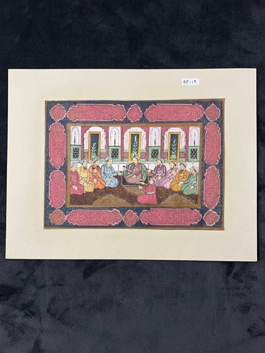 Vintage Indian Miniature Painting – Royal Court Gathering Scene ( R P . 19 )
