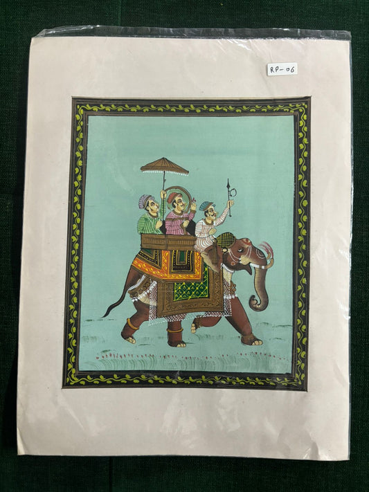 Royal Elephant Procession Miniature Painting | Mughal Style Indian Artwork ( R P . 06 )